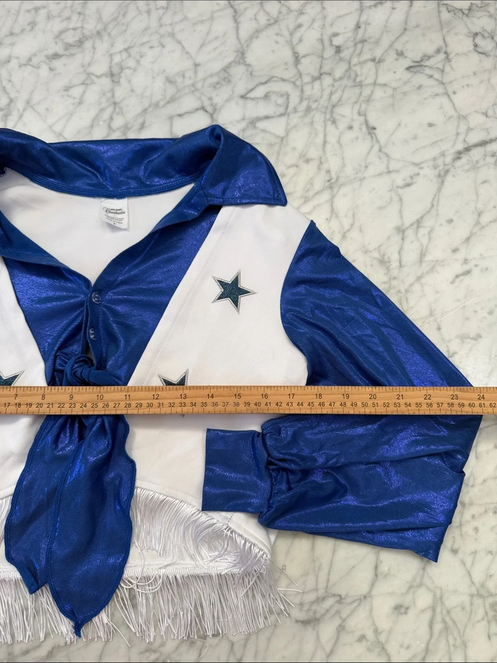 Dallas Cowgirls Cheer Outfit Sz Women’s S Blue White Star Fringe Set - Picture 3 of 9